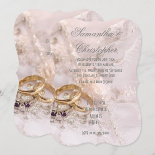 Invitation Anneaux d'or sur les mariées habillent mariage