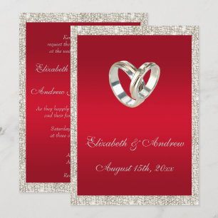Invitation Anneaux Mariages élégants, Rouby Red & Mariage Par