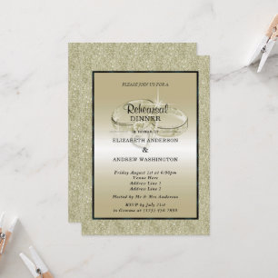 Invitation Anneaux Mariages romantiques, Parties scintillant 