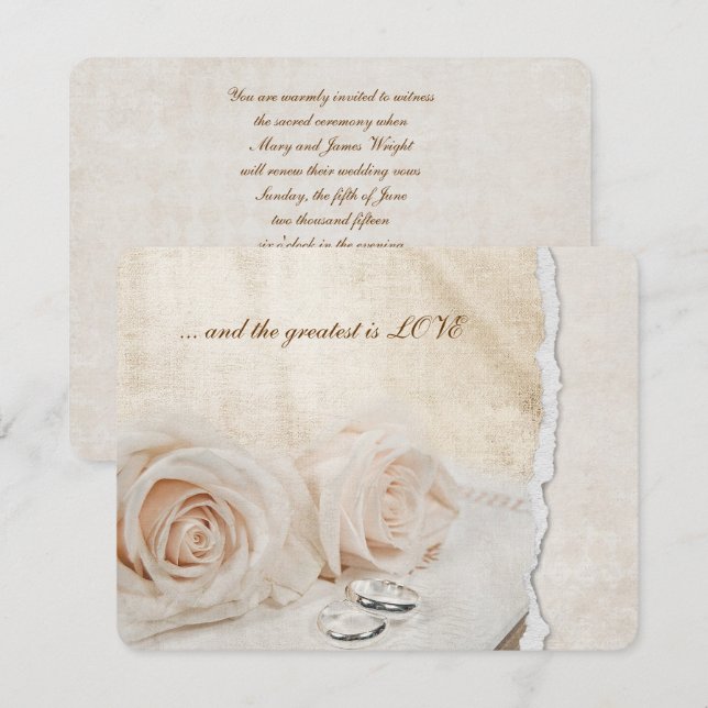 Invitation Anneaux mariages Sur Le Renouveau De La Bible Vow (Devant / Derrière)