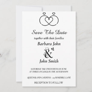 Invitation Anneaux Minimalistes Cœur Mariage Enregistrer La D