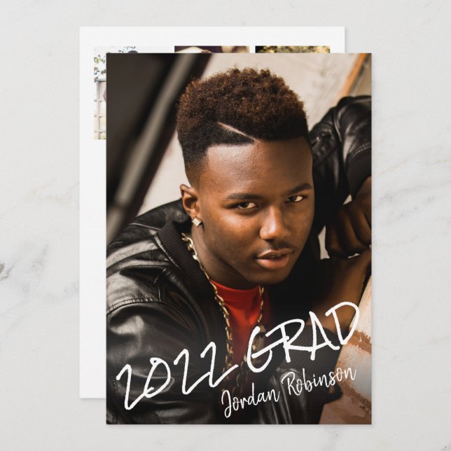 Invitation Année de classe moderne Graduate Hand Lettré à la  (Devant / Derrière)