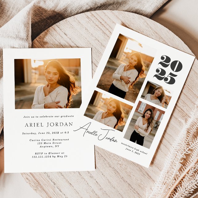Invitation Année de graduation minimale de collage | Collage  (Minimalist Collage Graduation Year | Photo Collage Invitation)