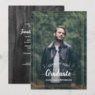 Invitation Année personnalisée Fête de graduation en bois de 