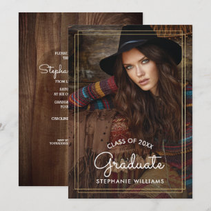 Invitation Année personnalisée Fête de graduation en bois de 