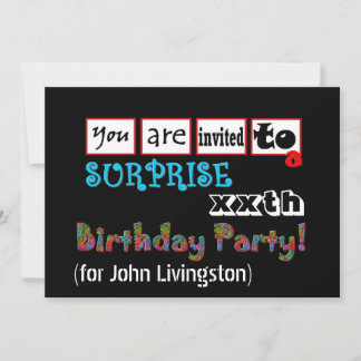 Invitation Année personnalisée SURPRISE Anniversaire Fête Inv