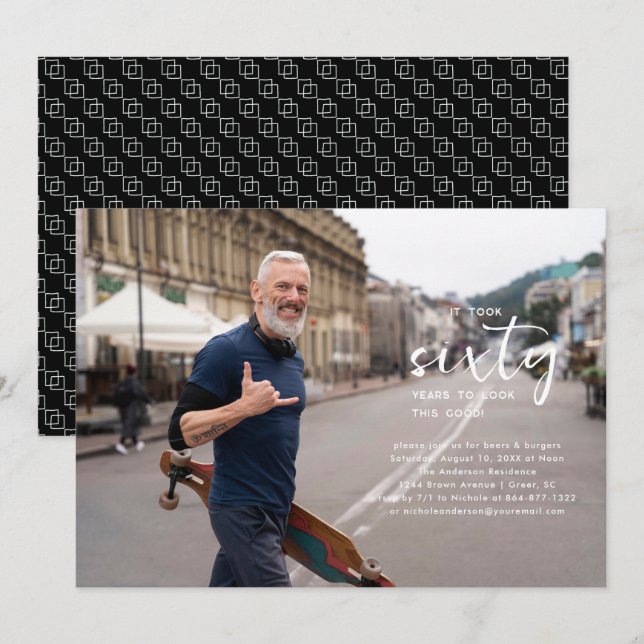 Invitation Année | Photo simple fête d'anniversaire (Devant / Derrière)