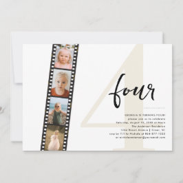 Invitation Année | Simple 4 Filmstrip photo fête d'anniversai