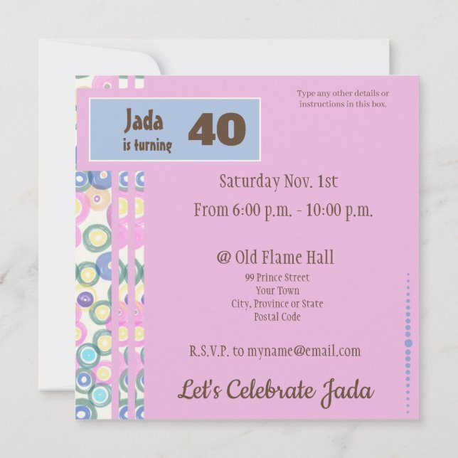 Invitation Année spécifique 20, 21, 25, 40, 50, 60, Floral (Dos)