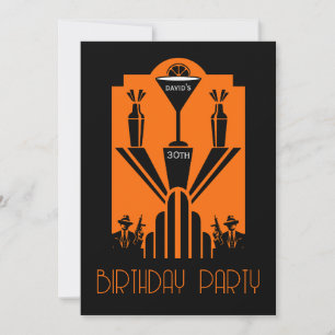 Invitation Années folles Art Déco Gangster Anniversaire