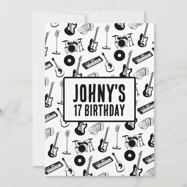 Invitation Annianniversaire des instruments de musique (Devant)