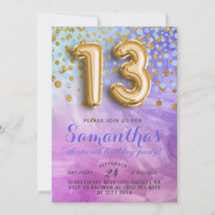 Invitation anniversaire 13 ans confettis