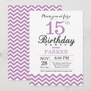 Invitation Anniversaire 15 Ans Chevron Violet