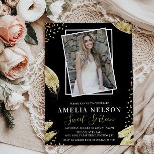 Invitation anniversaire 16 ans douce photo abstrai