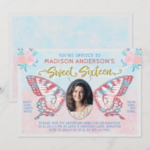 Invitation Anniversaire 16 ans   Fête de la photo florale pap