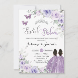 Invitation Anniversaire 16 ans Fleurs Violettes Princesses Ma