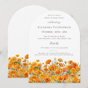 Invitation Anniversaire 16 ans Marigold Fleur de naissance d'