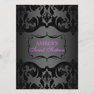 Invitation anniversaire 16 ans Sweet 16 damassé ro