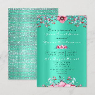 Invitation Anniversaire 16e Rose de la Monnaie rose florale n