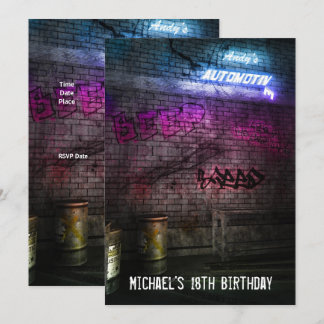 Invitation Anniversaire 18 Ans Hommes Mode Urbaine Street Art