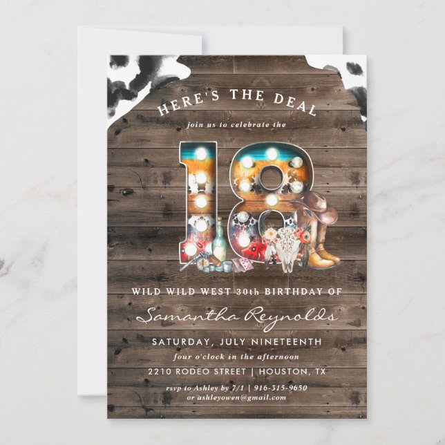 Invitation Anniversaire 18 ans | Wild West Cowboy (Devant)