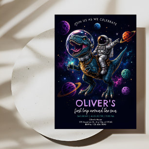 Invitation Anniversaire 1 an de l'Astronaute Dinosaure