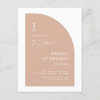 Invitation Anniversaire 1 an Fille Rose Pâle Demi