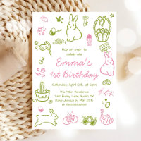 Anniversaire 1 an Pâques Rose et Vert