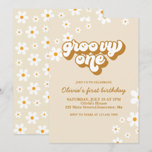 Invitation anniversaire 1ère année Groovy One Retr