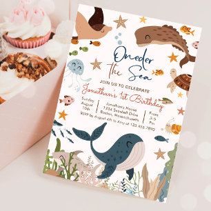 Invitation Anniversaire 1ère année One-der la mer Requin-bale