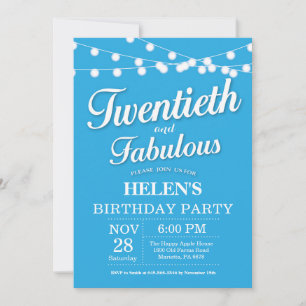 Invitation Anniversaire 20 Ans Bleu Fabuleux