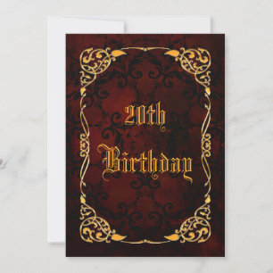 Invitation Anniversaire 20 ans Cadre Doré Gothique