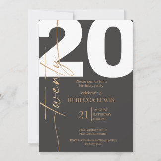 Invitation anniversaire 20ème moderne vingt ans