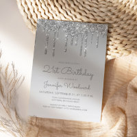 Anniversaire 21 ans Chic Glitter Drip Argent