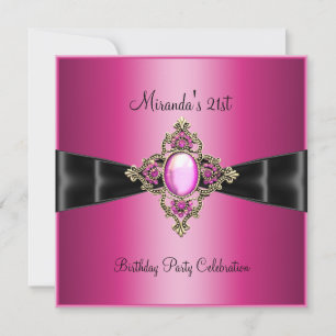 Invitation Anniversaire 21 ans élégant riche rose joyau noir