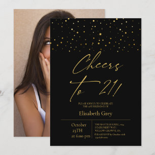 Invitation Anniversaire 21 ans Or Noir Moderne 