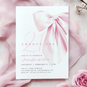 Invitation Anniversaire 21 Ans Ruban Rose
