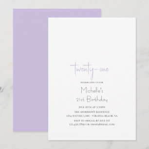 Invitation Anniversaire 21 ans Simple Moderne Minimaliste Lav