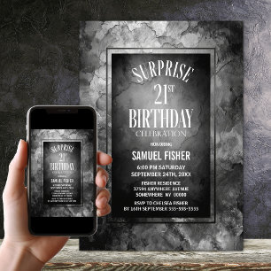 Invitation Anniversaire 21 ans surprise en pierre d'ardoise g