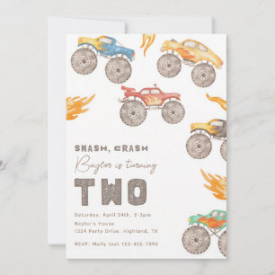 Invitation Anniversaire 2 ans camion monstre