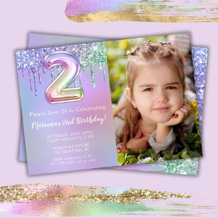 Invitation anniversaire 2 ans fête Photo Violet Ro