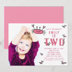 Invitation anniversaire 2 ans fille animaux de mer
