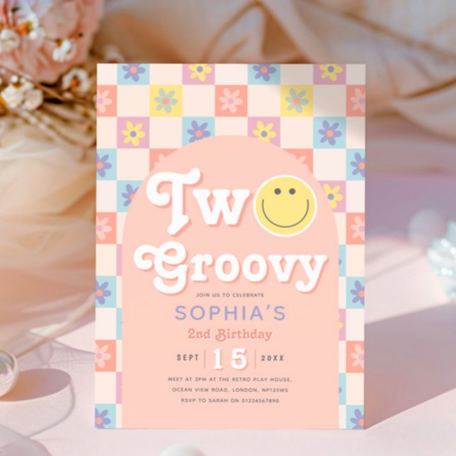 Invitation anniversaire 2 ans Two Groovy Boho (Créateur téléchargé)