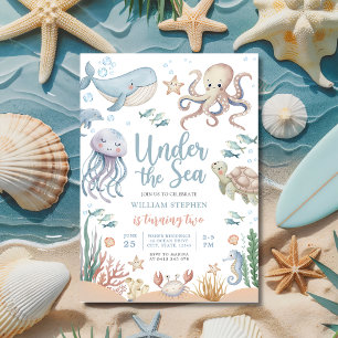 Invitation Anniversaire 2 ans Under The Sea Animal Marin