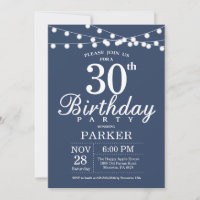 Invitation Anniversaire 30 Ans Bleu