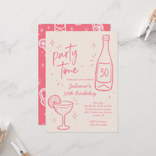 Invitation anniversaire 30 ans bouteille et cockta