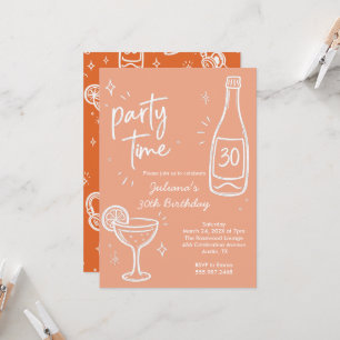 Invitation anniversaire 30 ans bouteille et cockta