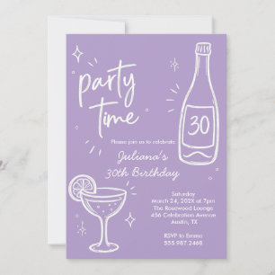 Invitation anniversaire 30 ans bouteille et cockta