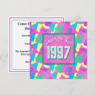 Invitation Anniversaire 30 ans de style rétro Memphis 1997