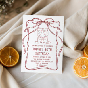 Invitation Anniversaire 30 ans Elegant Ligne Rouge